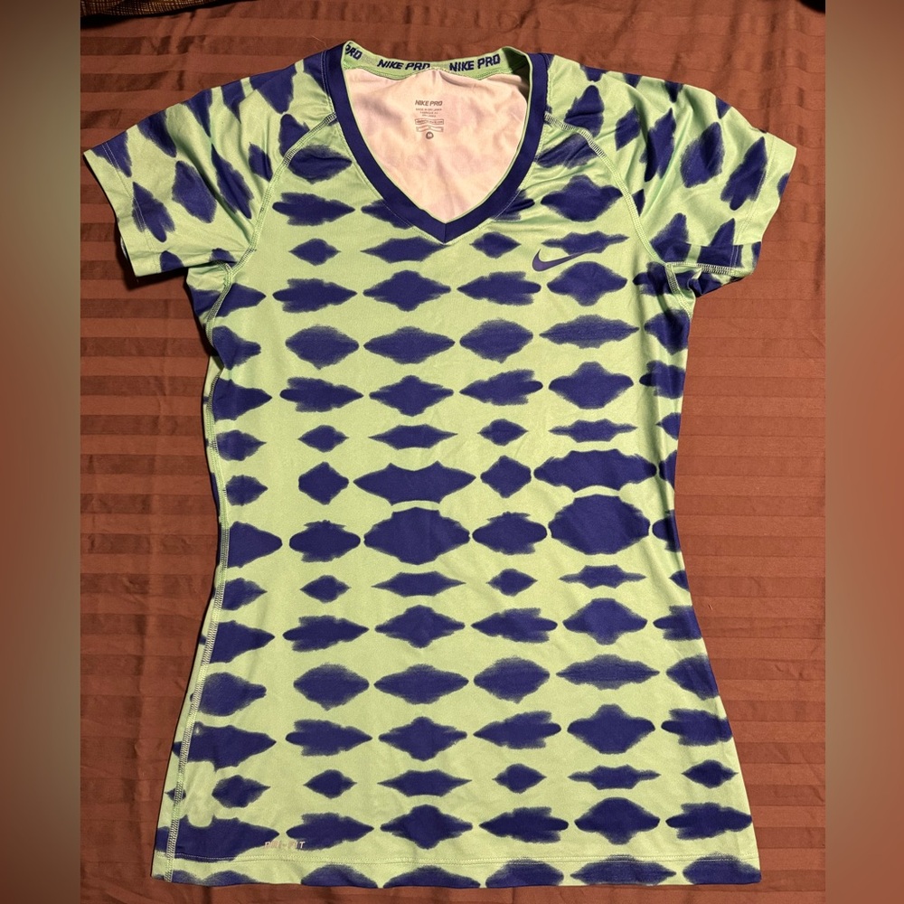 Nike Pro Green and Blue Athletic Shirt